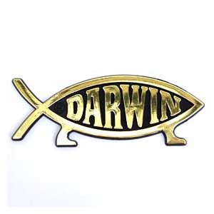 Darwin Fish Car Badge (Gold)